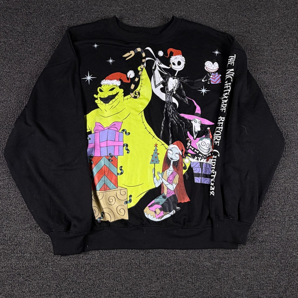 Disney Sweatshirt Kids L 12-14 Nightmare Before Christmas Black Graphic EUC